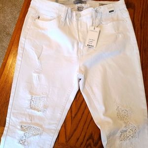 Judy Blue white denim with lace detail